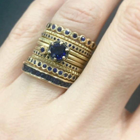 Satomi Kawakita Sapphire Hexagon Solitaire Ring - Picture 6 of 9